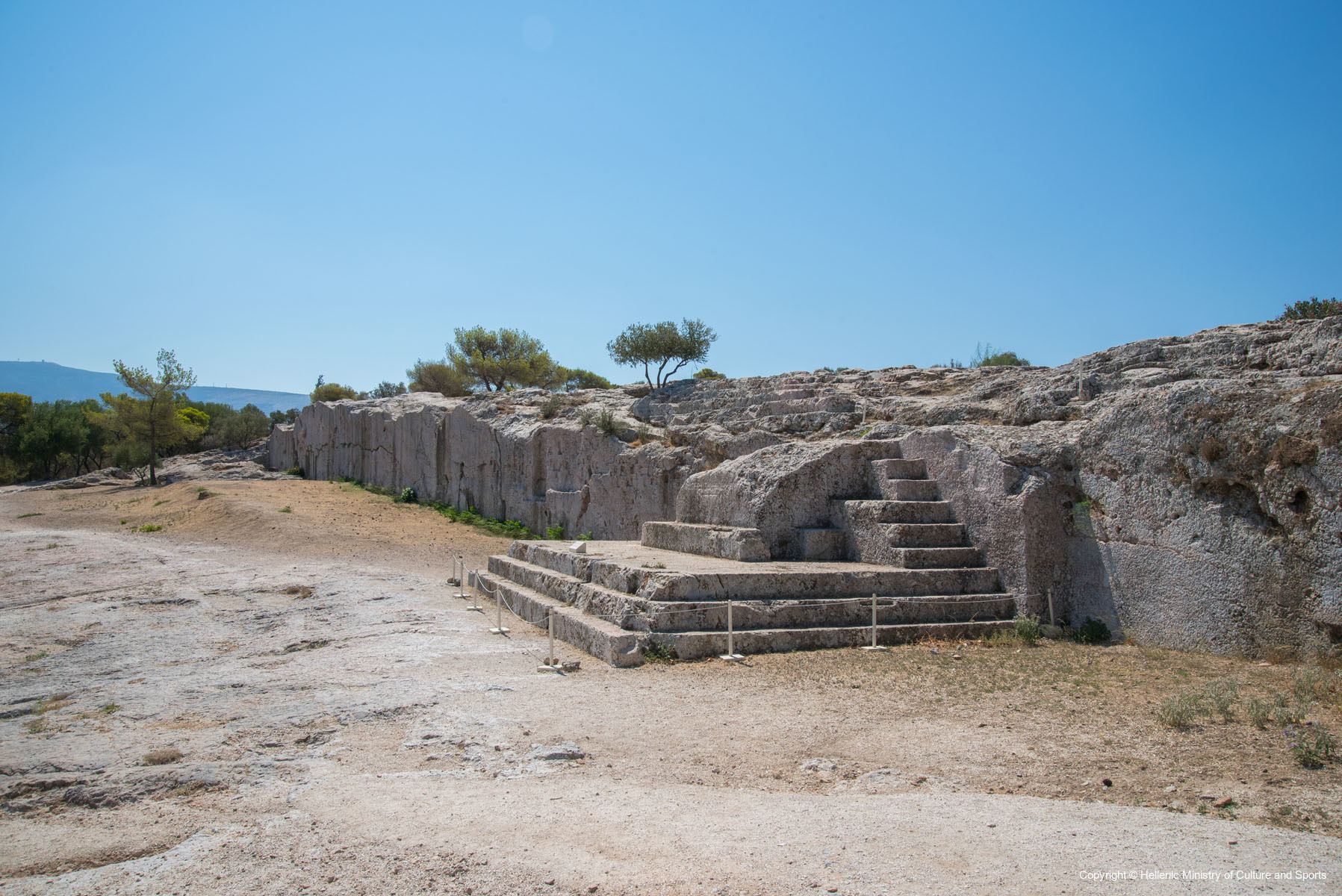 The bema stone speaker's platform on the Pnyx hill in Athens